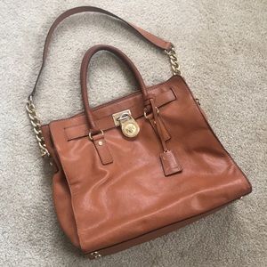 Michael Kors Genuine Leather Hamilton Satchel Tote